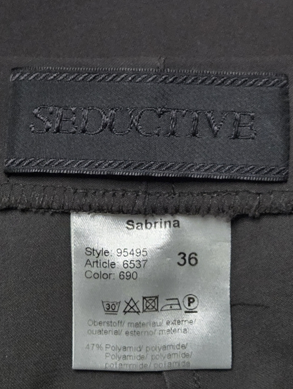 Seductive Sabrina Techno Cotton Pants Dark Grey Size 36 (US 6) - Picture 7 of 8